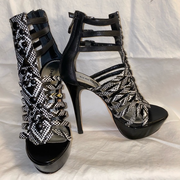 Bebe Black Snake Print Platform Heels - Picture 4 of 6